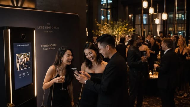 Photo booth engagement moment at The Live Editorial reception