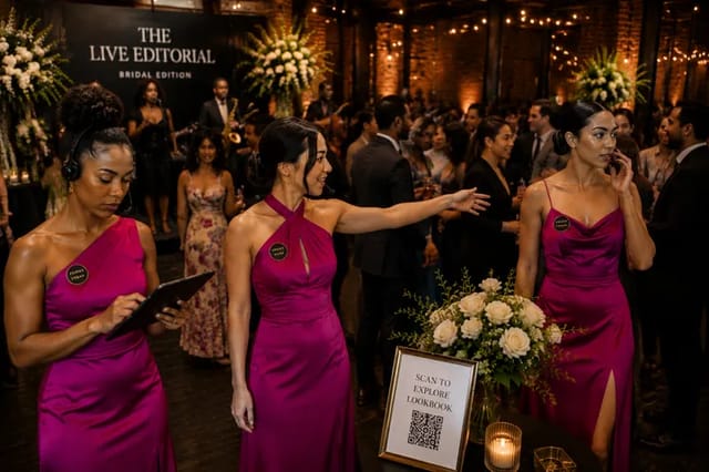Bridal boutique styling connected to the live experience