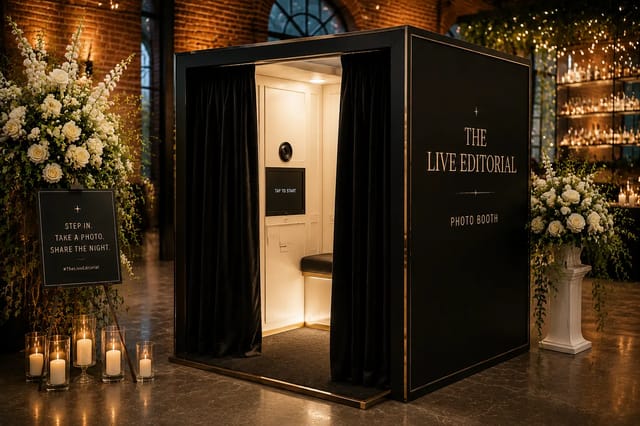 Photo booth engagement moment at The Live Editorial reception